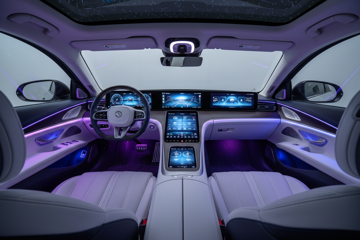 interieur voiture avec led et ecran